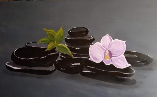 Chris M, Zen healing stones, acrylic.